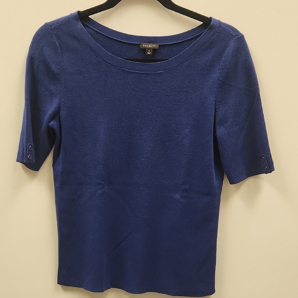 Talbots Royal Blue Short Sleeve Sweater - Small